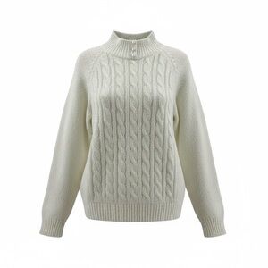 Miranda Vintage Cable Knit Medium Sweater Faux Pearl Shoulder Pads